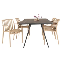Outlet Outrium CARROS/MURCIA BORD + 4 STOLE HAVEMØBELSÆT SORT/SANDGRÅ