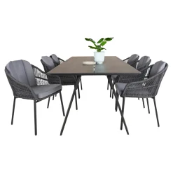 Clearance Outrium CARROS/PALMA BORD + 6 STOLE HAVEMØBELSÆT SORT/GRÅ