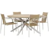New Outrium CATANIA BORD + 4 STOLE HAVEMØBELSÆT NATUR/GRÅBEIGE