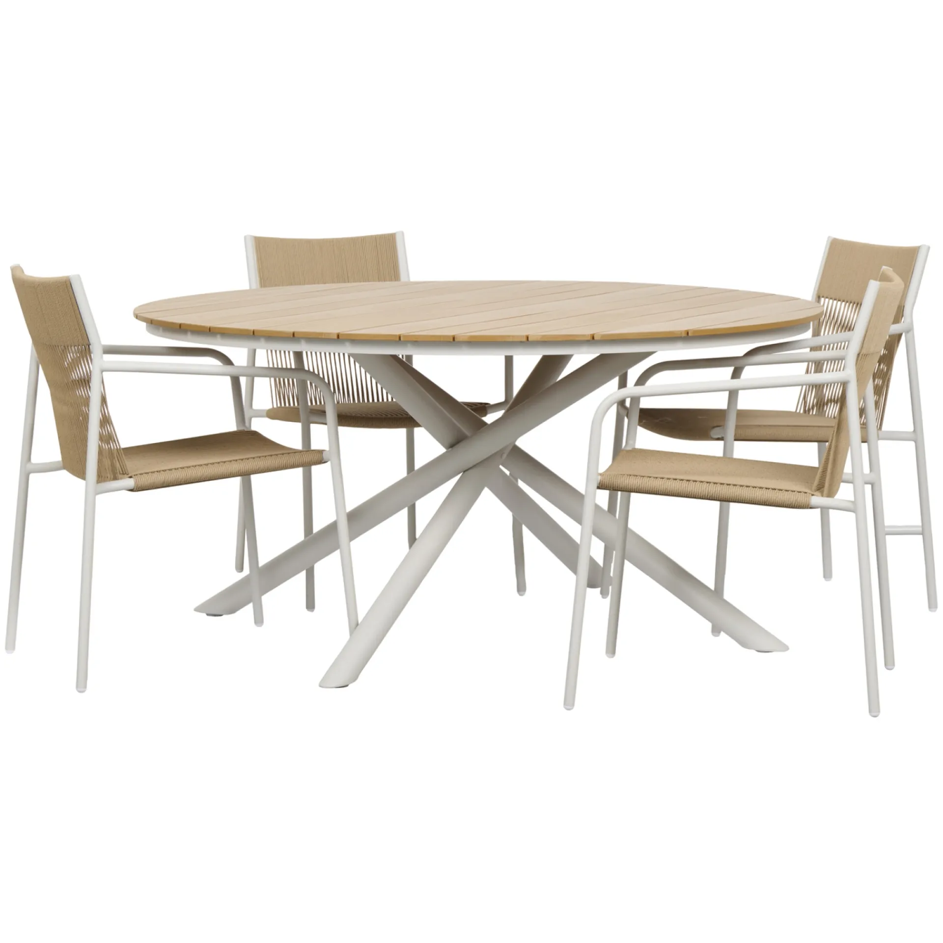 New Outrium CATANIA BORD + 4 STOLE HAVEMØBELSÆT NATUR/GRÅBEIGE