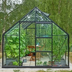 Online Outrium DRIVHUS INKL. SOKKEL 3 MM DELT GLAS SORT 9,9 M2
