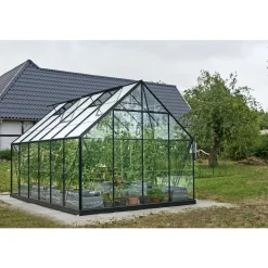 Online Outrium DRIVHUS INKL. SOKKEL 3 MM DELT GLAS SORT 9,9 M2