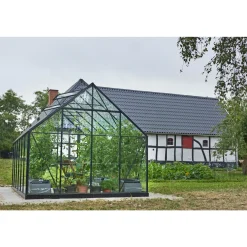 Online Outrium DRIVHUS INKL. SOKKEL 3 MM DELT GLAS SORT 9,9 M2
