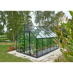 Discount Outrium DRIVHUS INKL. SOKKEL 3 MM HÆRDET GLAS HELE BANER SORT 9,9 M2