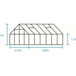 Discount Outrium DRIVHUS INKL. SOKKEL 3 MM HÆRDET GLAS HELE BANER SORT 9,9 M2
