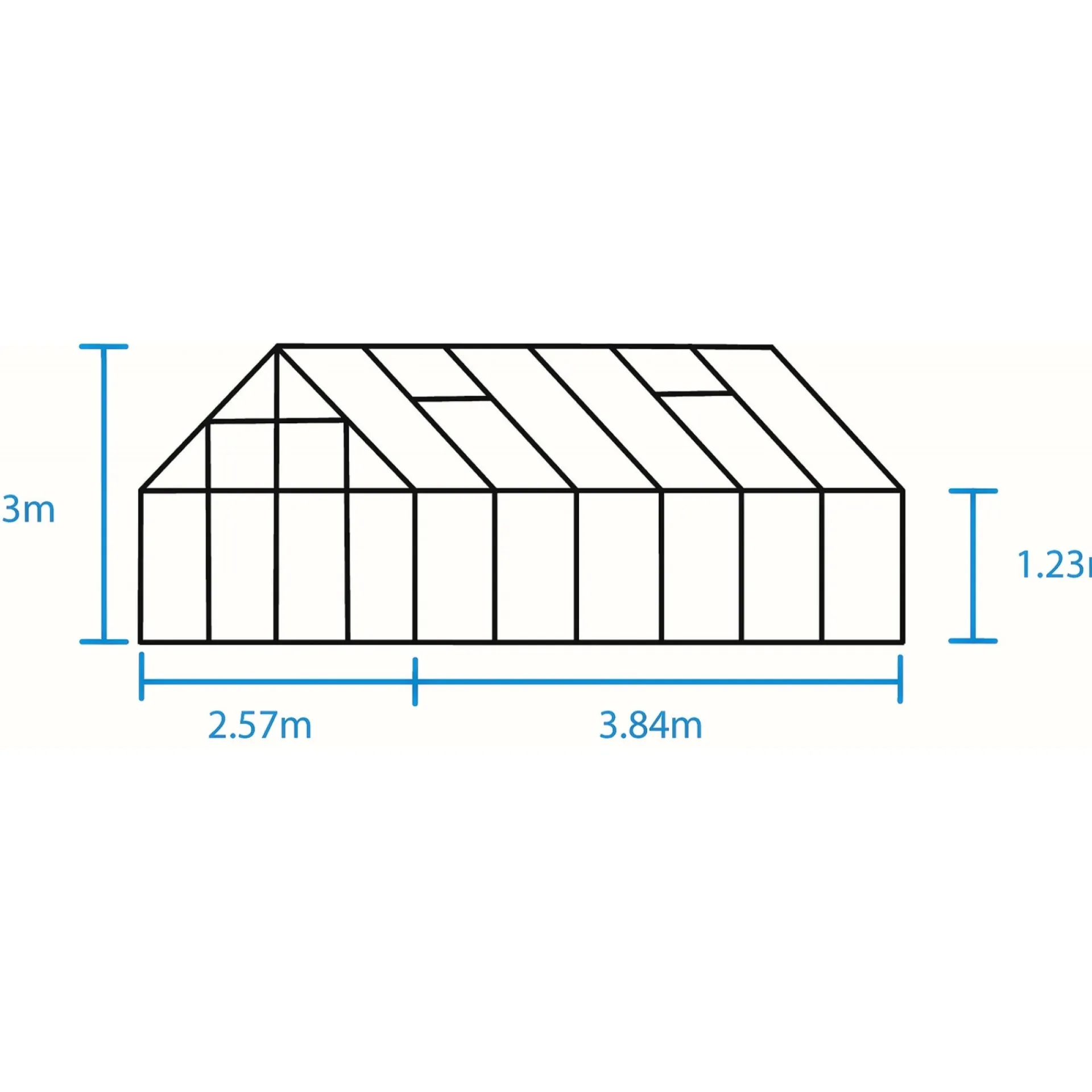 Discount Outrium DRIVHUS INKL. SOKKEL 3 MM HÆRDET GLAS HELE BANER SORT 9,9 M2