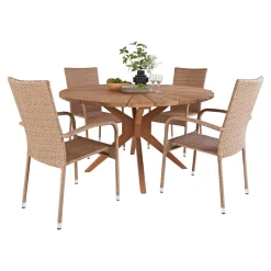 New Outrium ESTORIL/NAPOLI MED 4 STOLE HAVEMØBELSÆT TEAK/NATUR