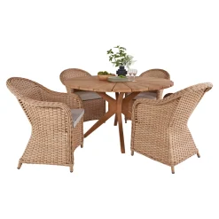 Clearance Outrium ESTORIL/SYMI MED 4 STOLE HAVEMØBELSÆT TEAK/NATUR