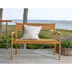 Outlet Outrium GILI MED RYGLÆN HAVEBÆNK TEAK 120 CM