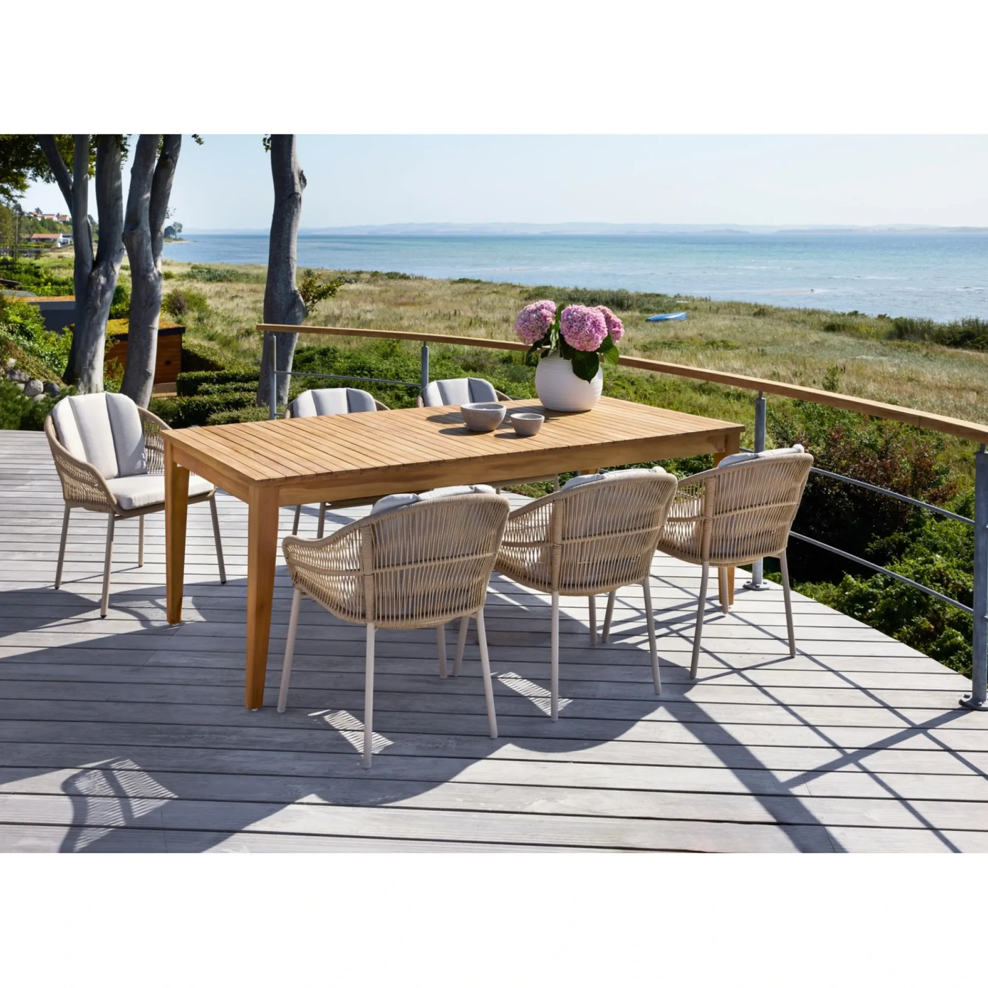 Sale Outrium GILI/PALMA BORD + 6 STOLE HAVEMØBELSÆT TEAK/SANDGRÅ