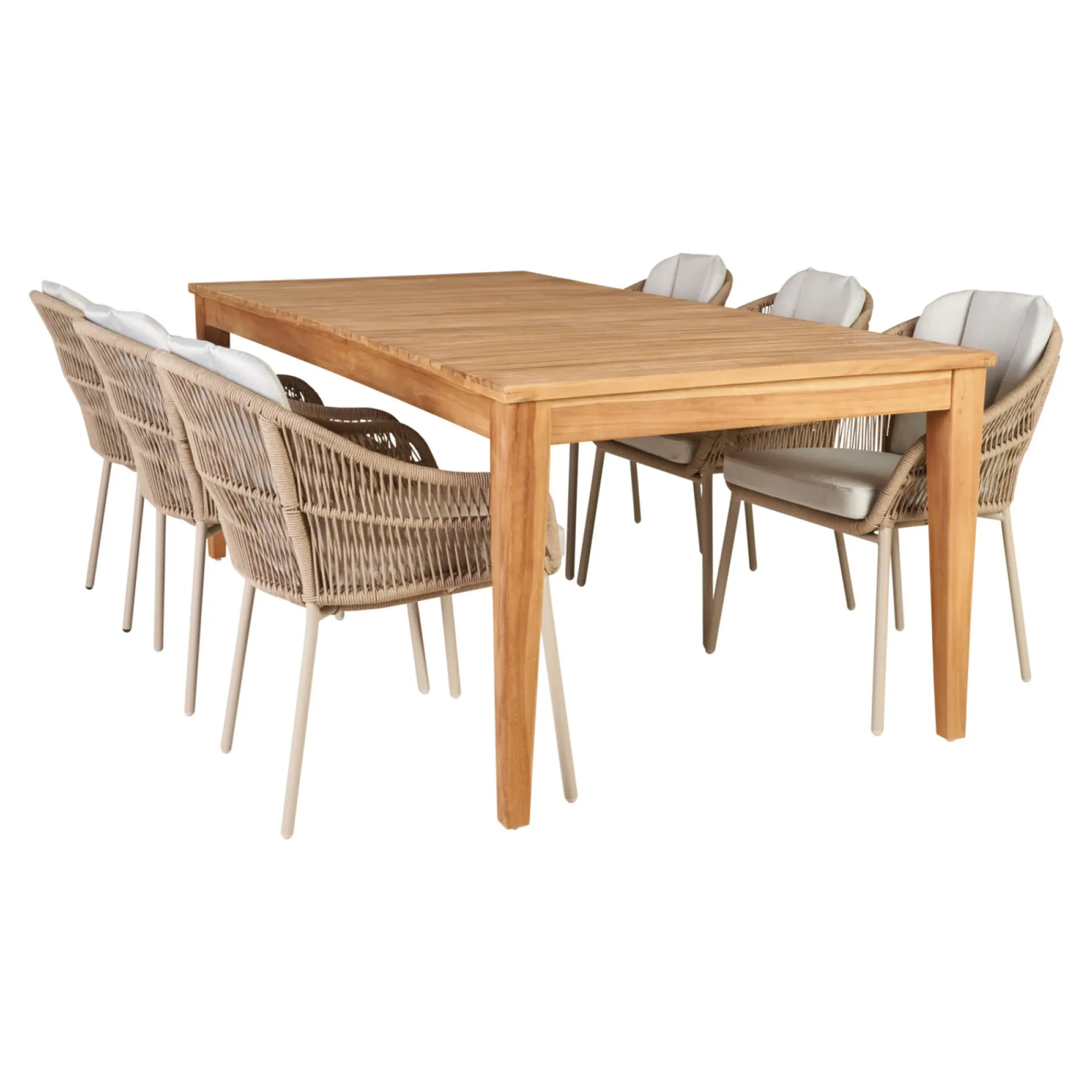 Sale Outrium GILI/PALMA BORD + 6 STOLE HAVEMØBELSÆT TEAK/SANDGRÅ
