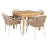 Online Outrium GILI/PALMA BORD + 4 STOLE HAVEMØBELSÆT TEAK/SANDGRÅ