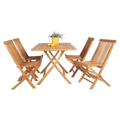 Clearance Outrium JAVA/SYROS BORD + 4 STOLE HAVEMØBELSÆT TEAK