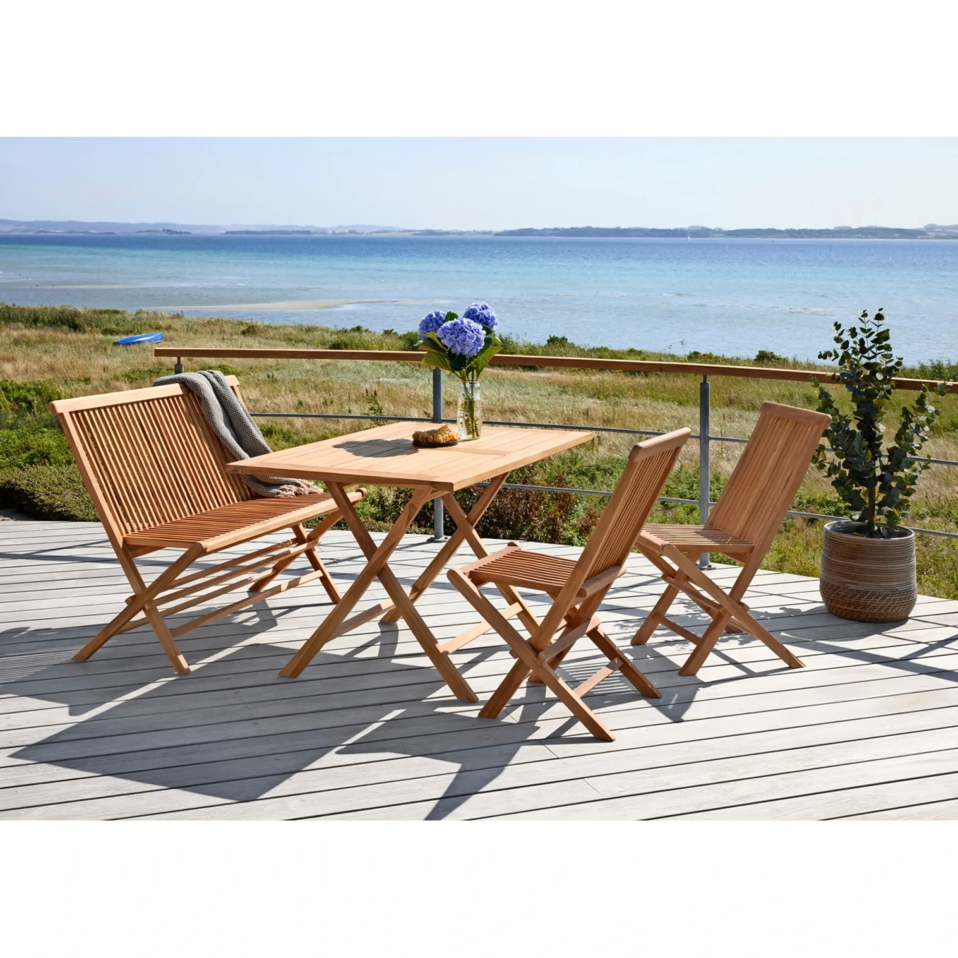Sale Outrium JAVA/SYROS BORD + 2 STOLE + BÆNK HAVEMØBELSÆT TEAK