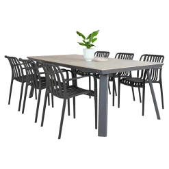 Sale Outrium LEROS/MURCIA BORD + 6 STOLE HAVEMØBELSÆT GRÅ / SORT