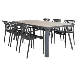 Sale Outrium LEROS/MURCIA BORD + 6 STOLE HAVEMØBELSÆT GRÅ / SORT