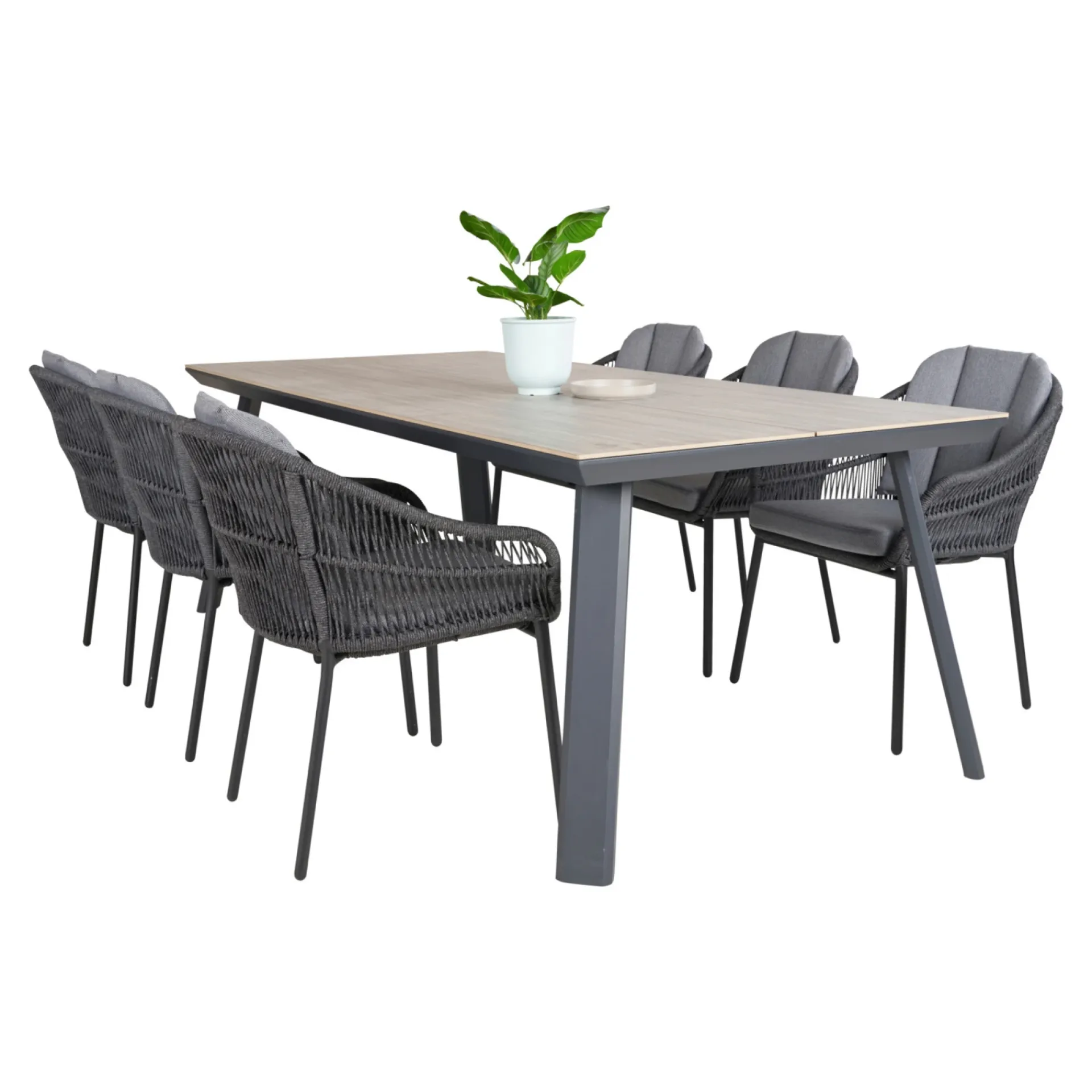 Outlet Outrium LEROS/PALMA BORD + 6 STOLE HAVEMØBELSÆT GRÅ