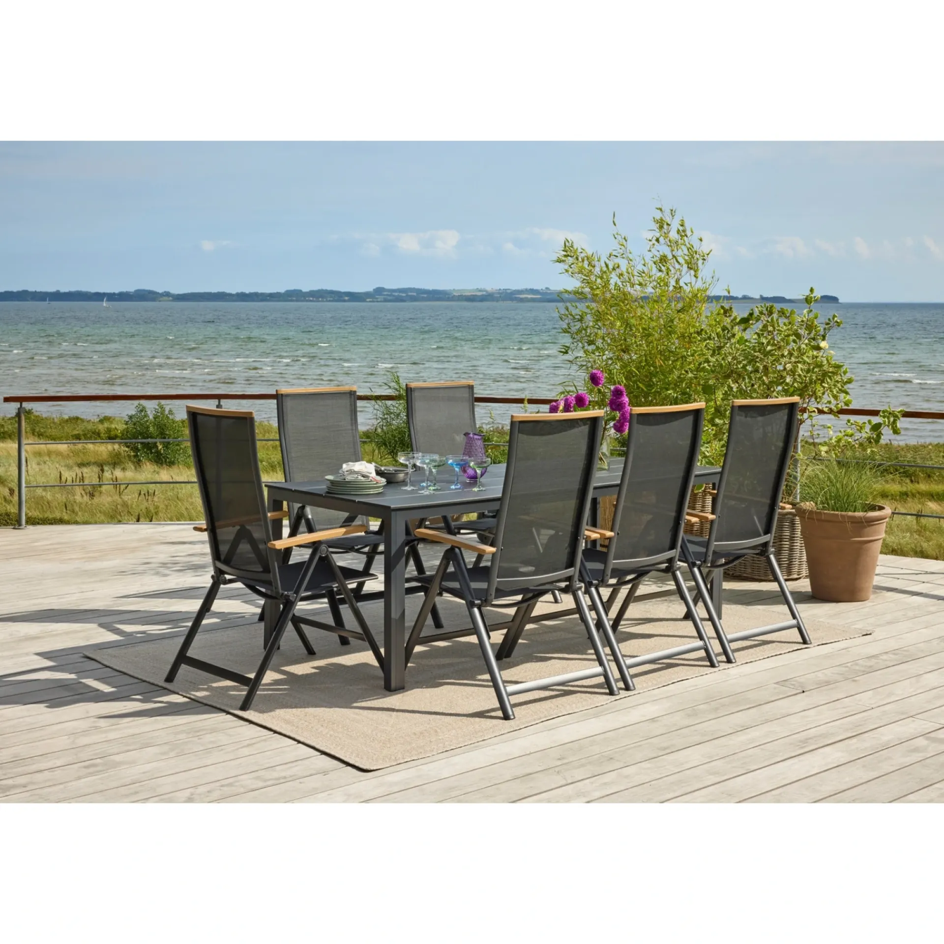 Clearance Outrium PISA/FARO MED 6 STOLE HAVEMØBELSÆT SORT