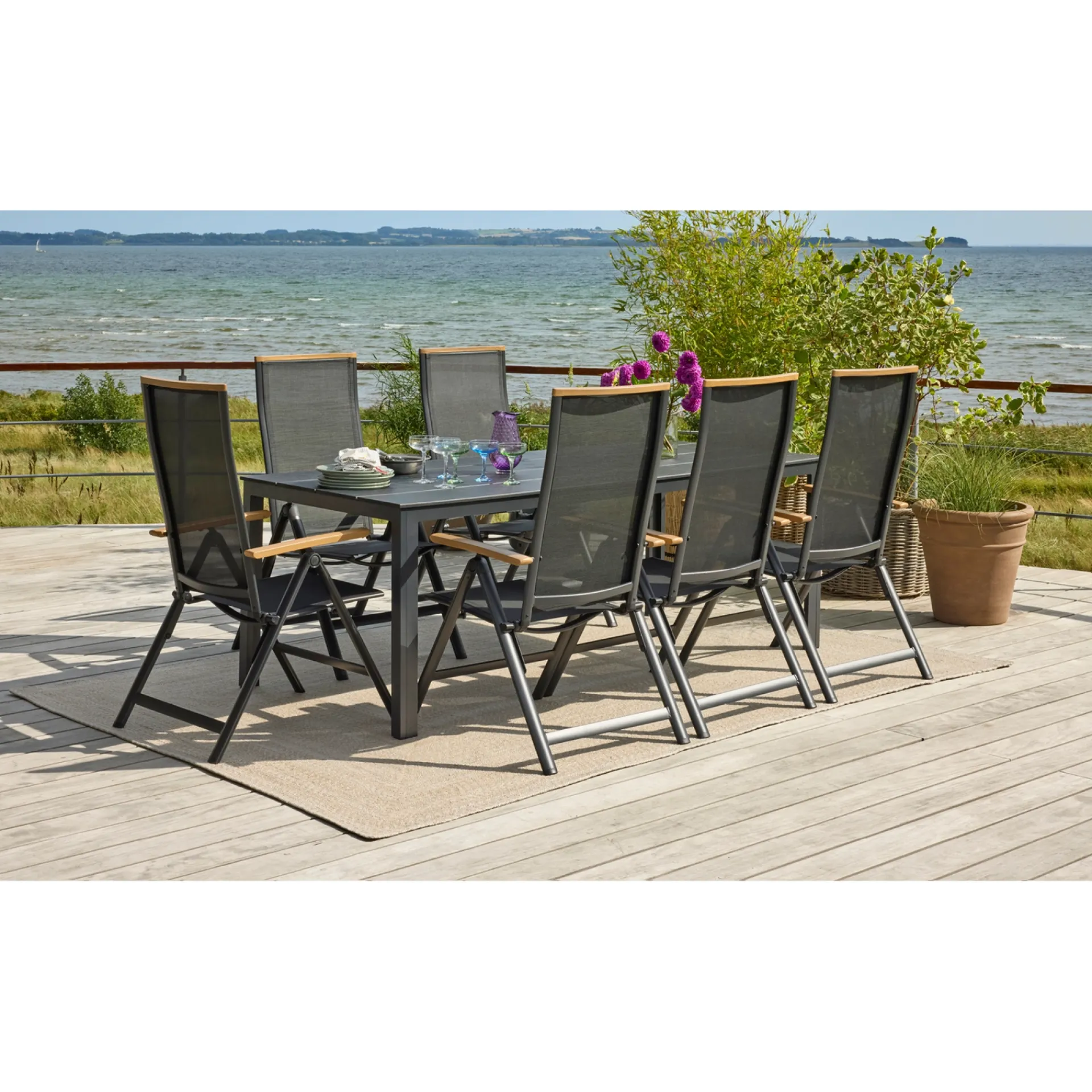 Clearance Outrium PISA/FARO MED 6 STOLE HAVEMØBELSÆT SORT