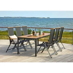 Outlet Outrium PISA/FARO MED 6 STOLE HAVEMØBELSÆT NATUR/SORT