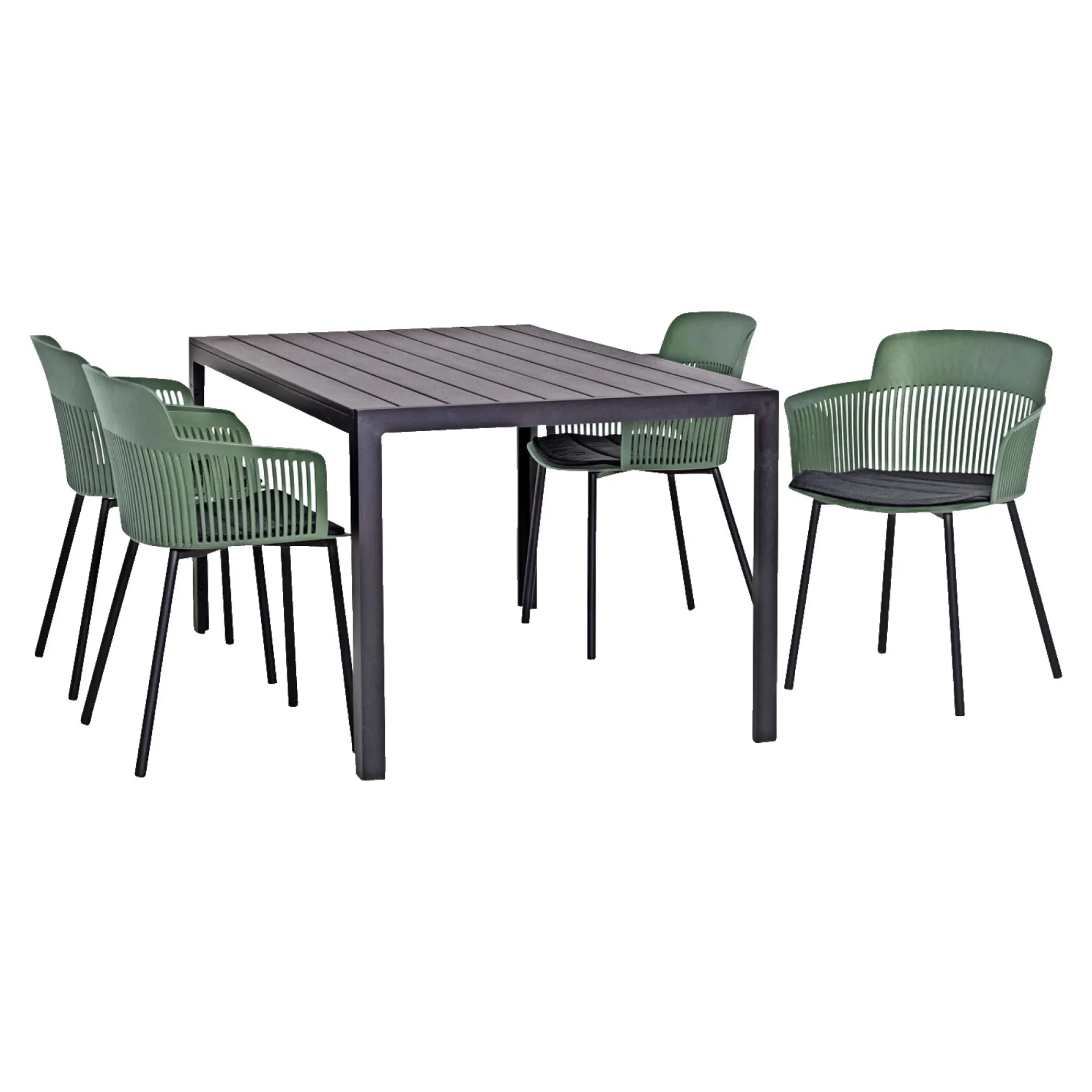 Clearance Outrium TOSCANA/LAGOS MED 4 STOLE HAVEMØBELSÆT SORT/GRØN