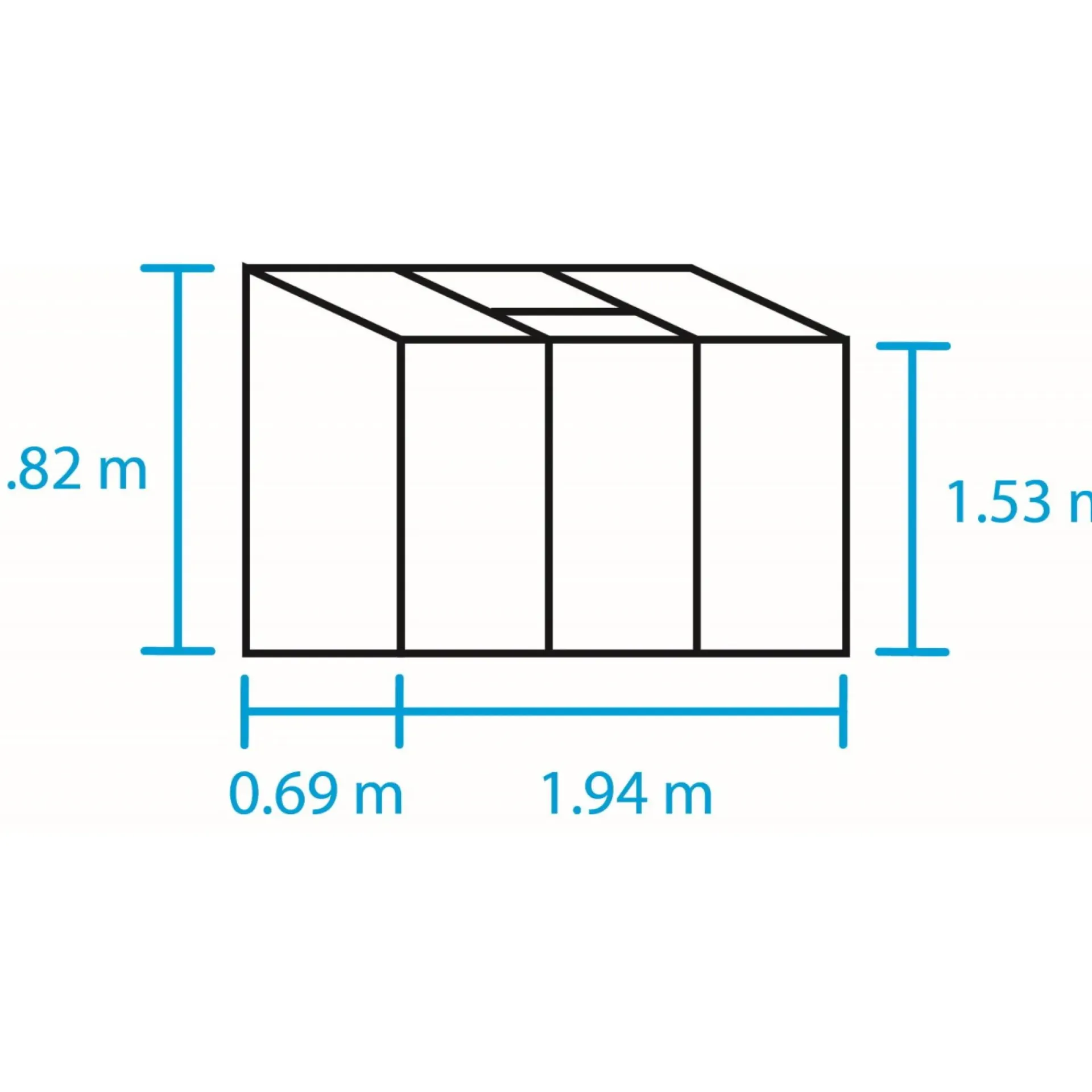 Discount Outrium VÆGDRIVHUS 3 MM DELT GLAS SORT 1,3 M2