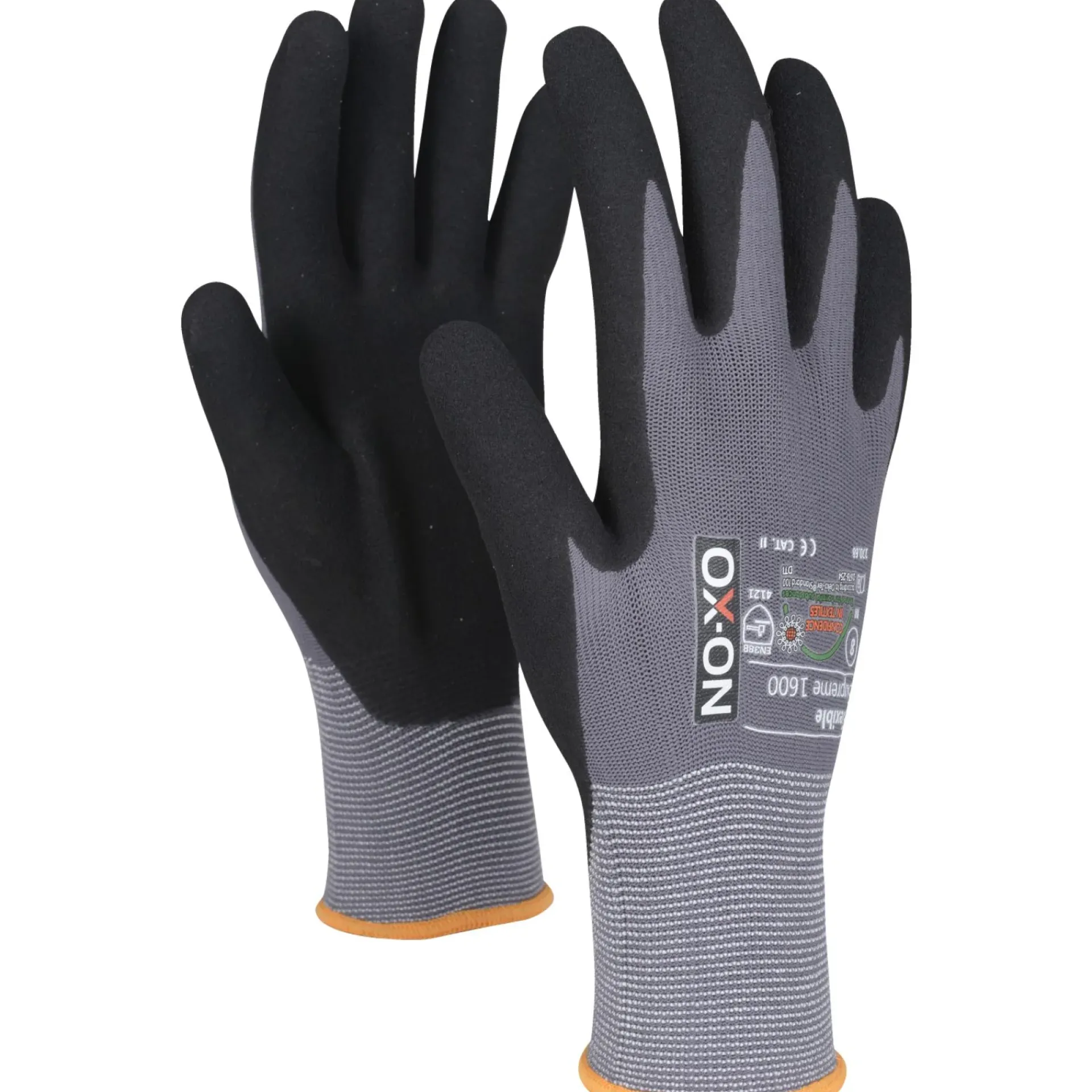 Sale OX-ON FLEXIBLE SUPREME 1600 ARBEJDSHANDSKE CE 10 GRÅ/SORT 1 PAR