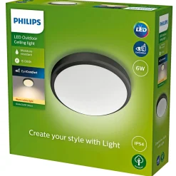 Best Philips DORIS UDENDØRS VÆGLAMPE SORT 6W