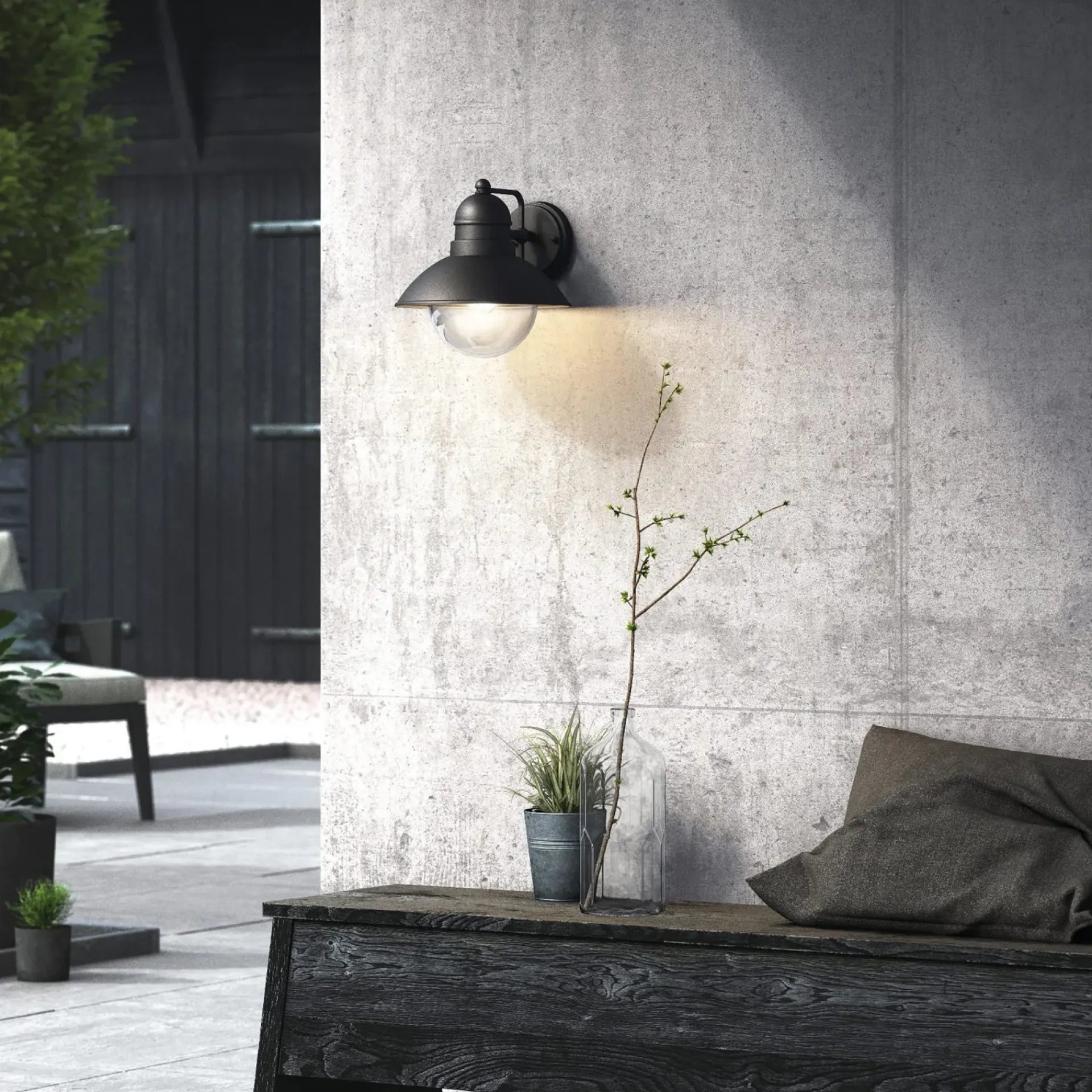 Online Philips HOVERFLY UDENDØRS VÆGLAMPE SORT 60W