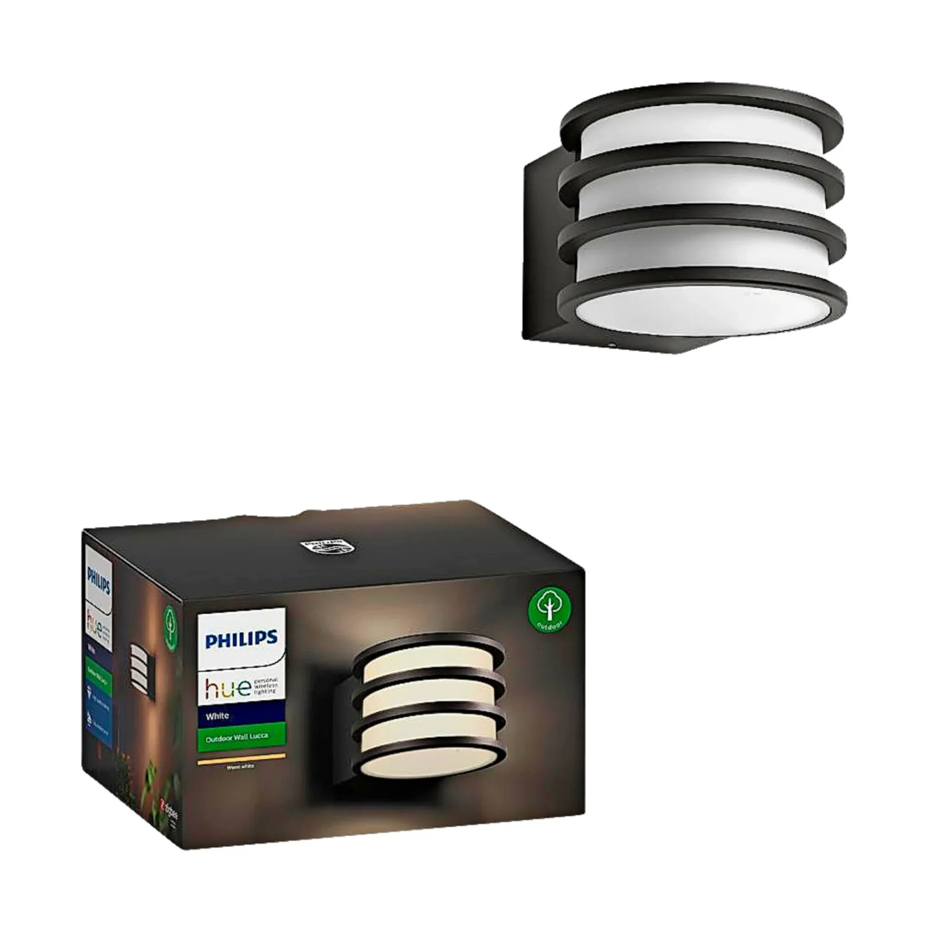 Outlet Philips Hue W LUCCA UDENDØRS VÆGLAMPE 9W ANTRACITGRÅ