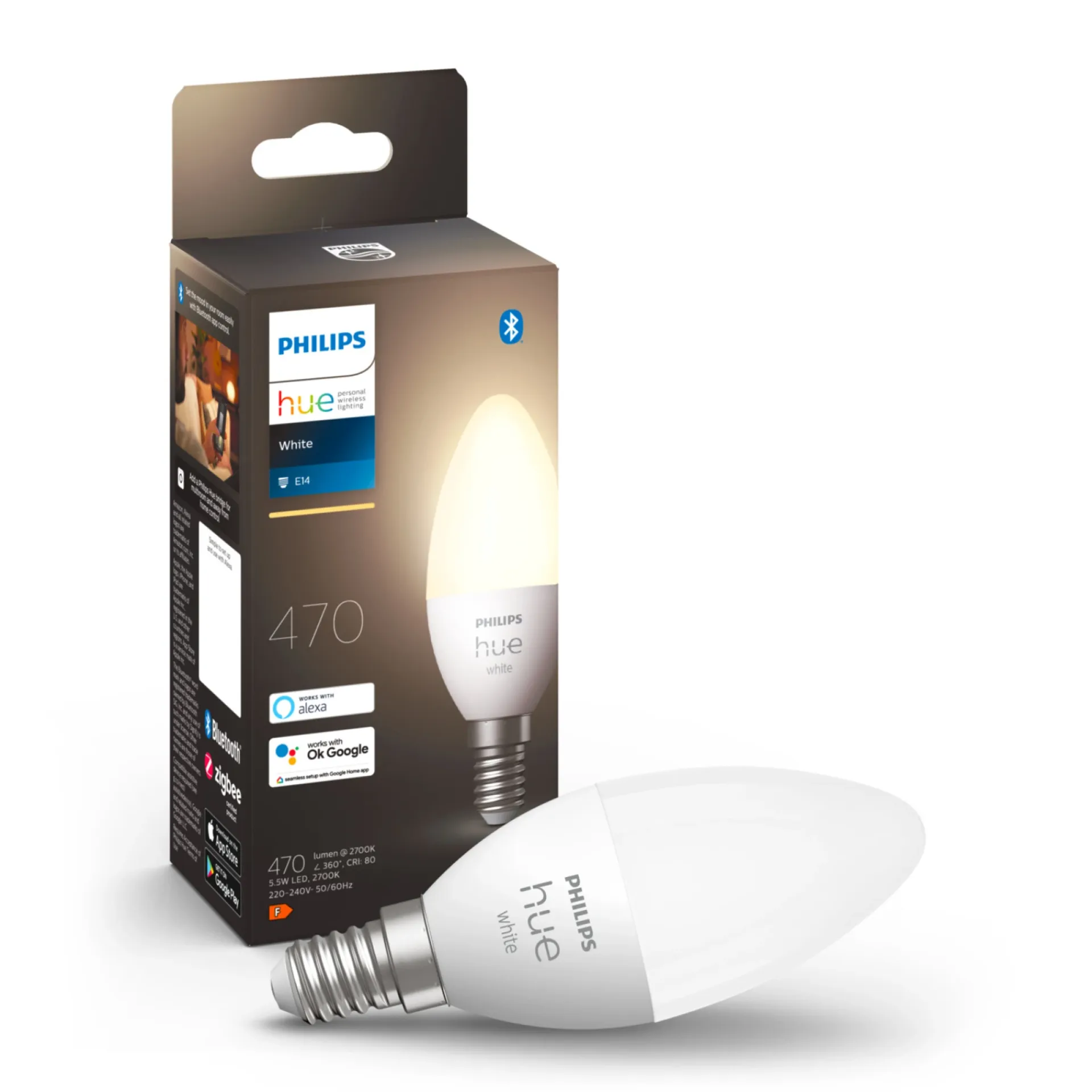 Online Philips Hue W SMART LED PÆRE E14 KERTE 6W