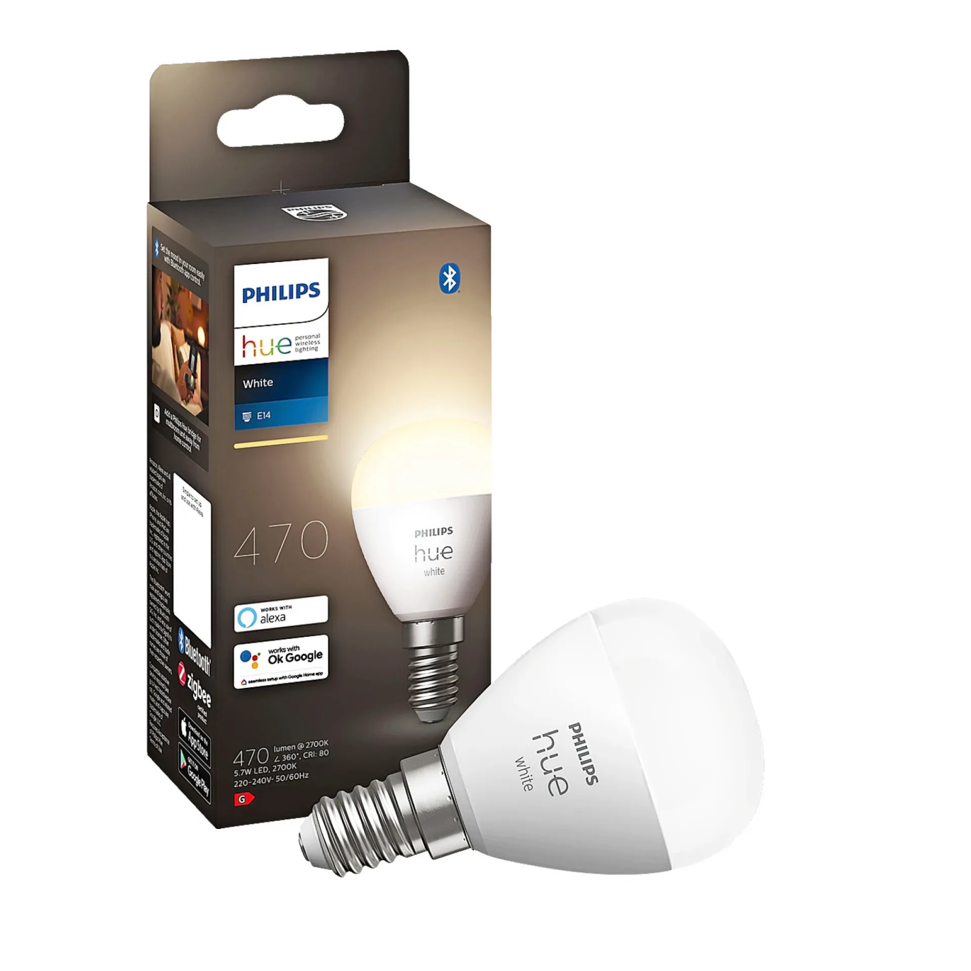 Clearance Philips Hue W SMART LED PÆRE E14 KRONE 6W