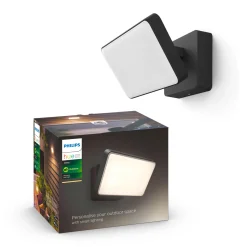 Outlet Philips Hue W WELCOME UDENDØRS VÆGLAMPE 15W SORT