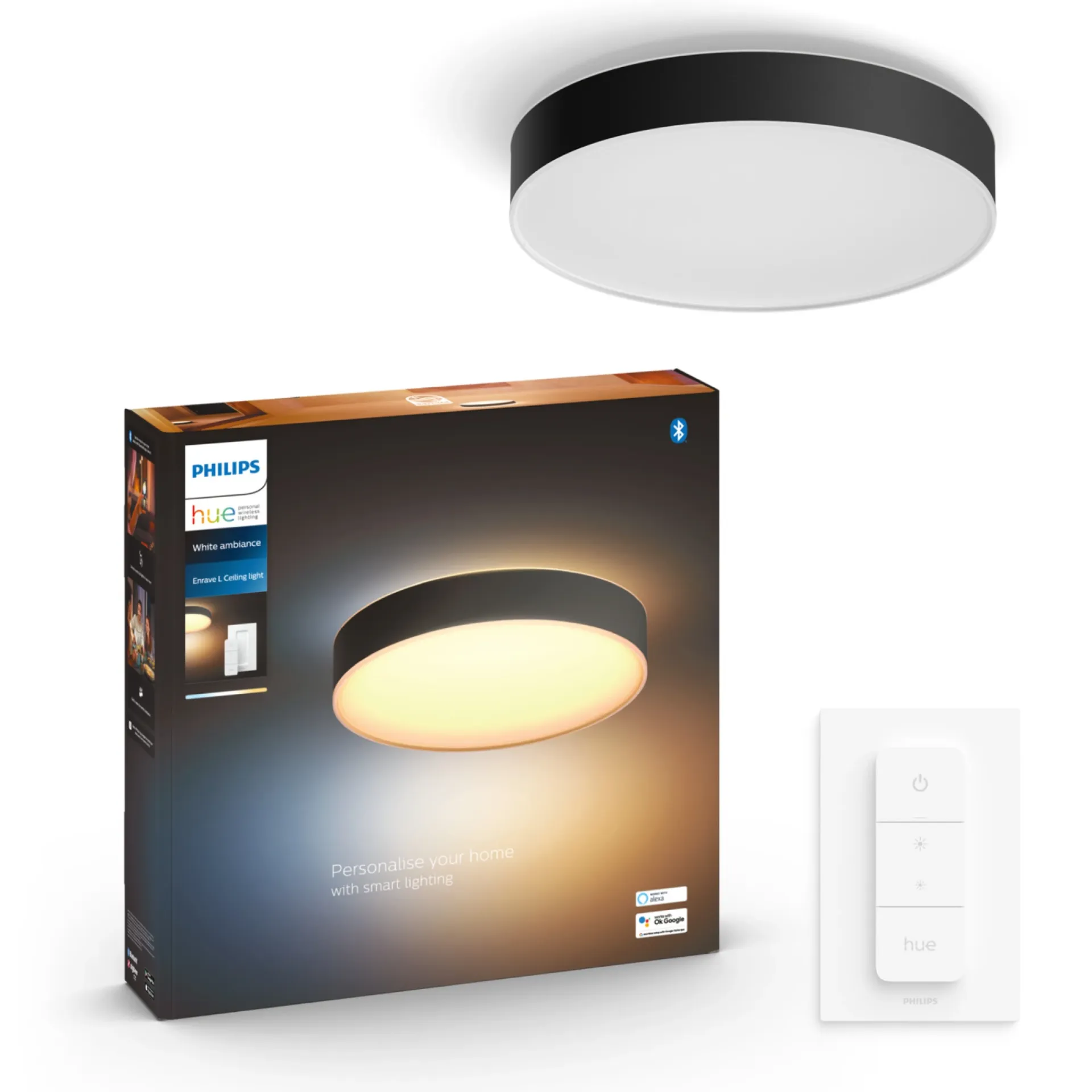 New Philips Hue WA ENRAVE L PLAFOND 34W SORT 476 MM