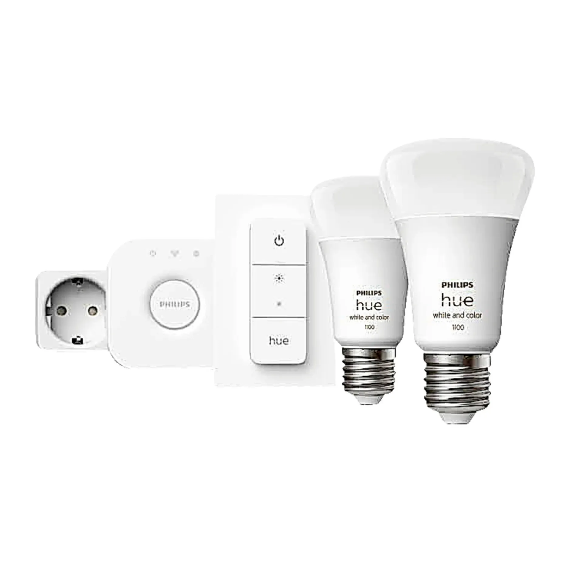 Outlet Philips Hue WCA SMART, 2 X E27, BRIDGE, DIM. SWITCH & PLUG STARTSÆT