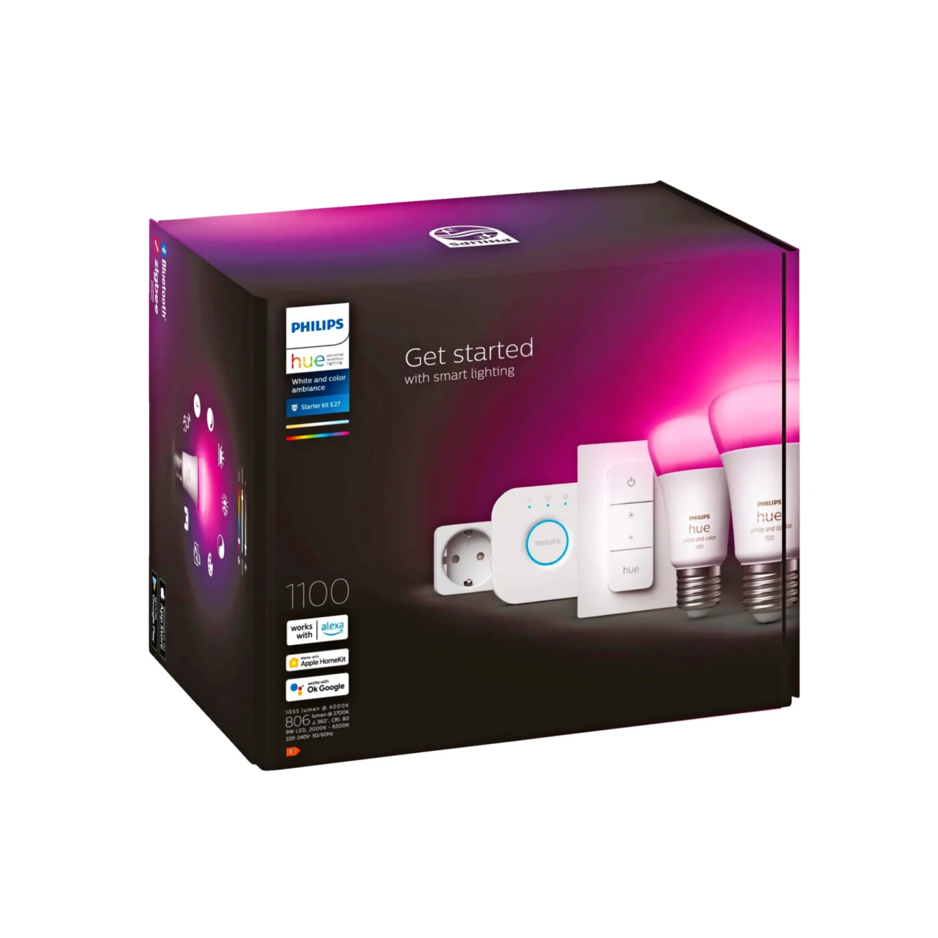 Outlet Philips Hue WCA SMART, 2 X E27, BRIDGE, DIM. SWITCH & PLUG STARTSÆT