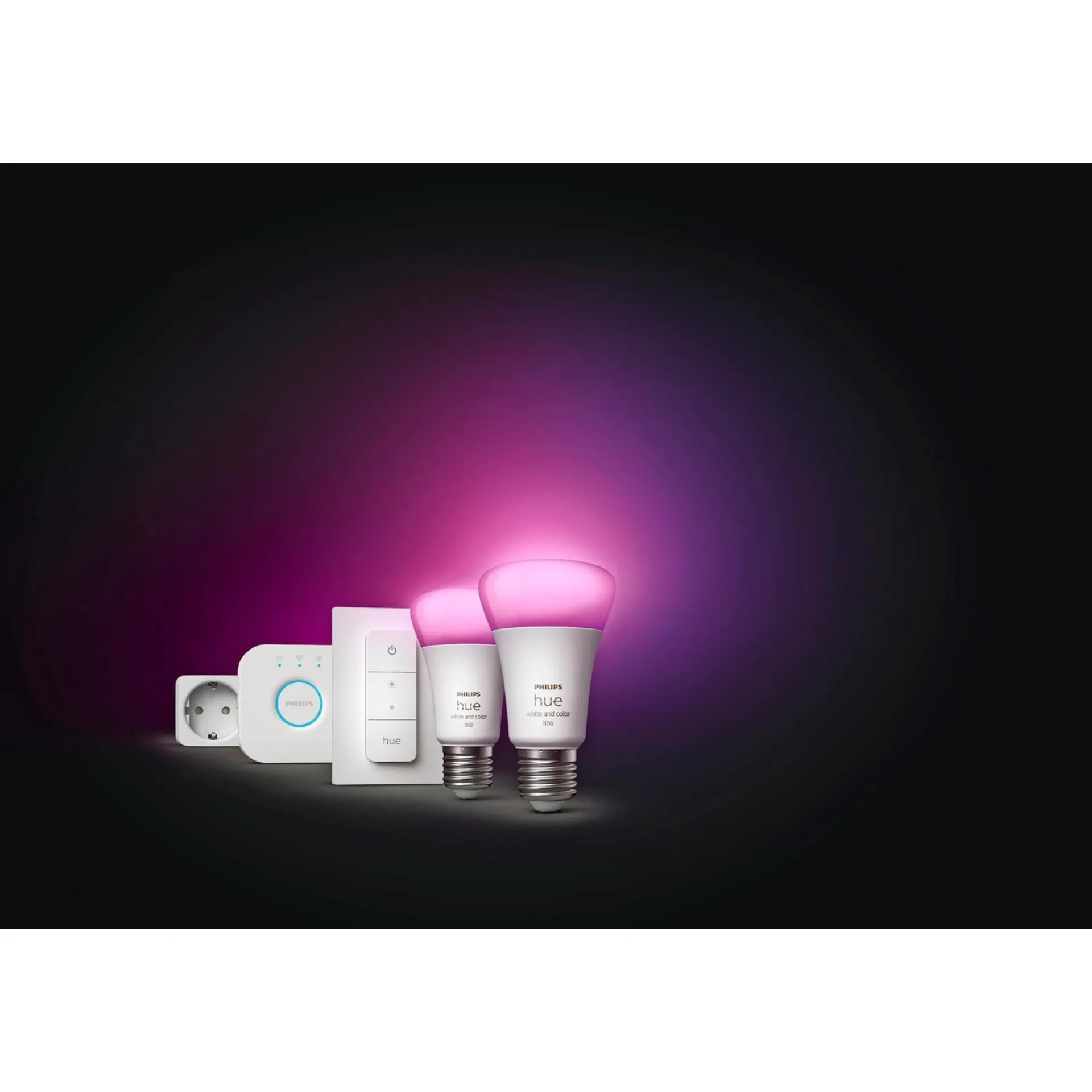 Outlet Philips Hue WCA SMART, 2 X E27, BRIDGE, DIM. SWITCH & PLUG STARTSÆT