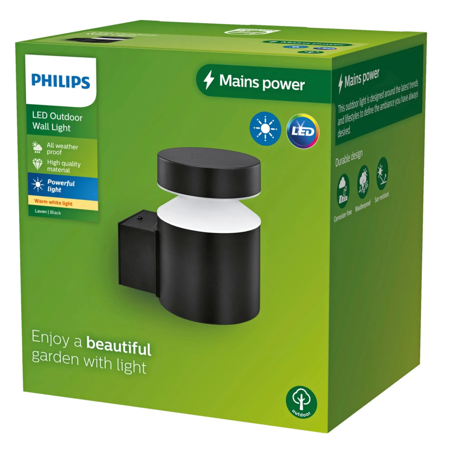 Online Philips LAVEN UDENDØRS VÆGLAMPE SORT 6W