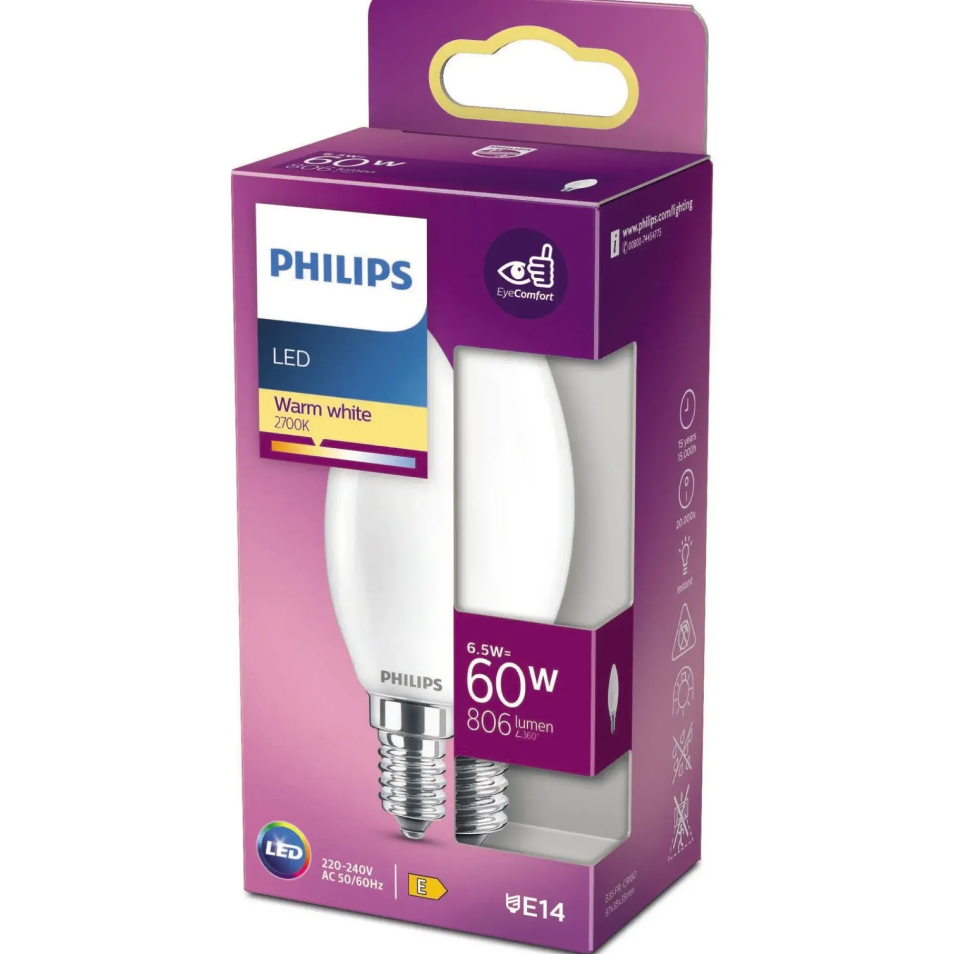 Hot Philips LED PÆRE KERTE E14 7W