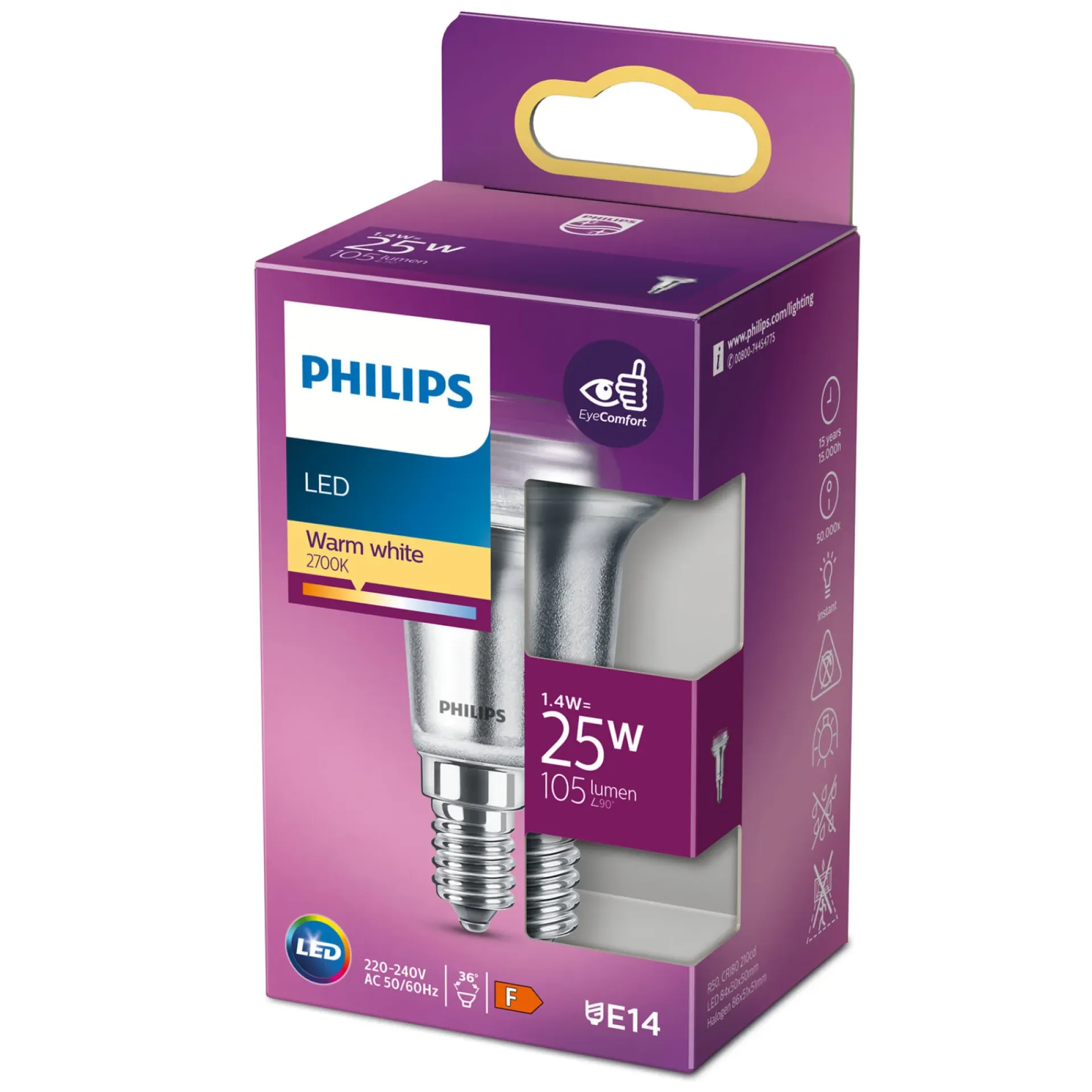 New Philips LED PÆRE REFLEKTOR E14 1W