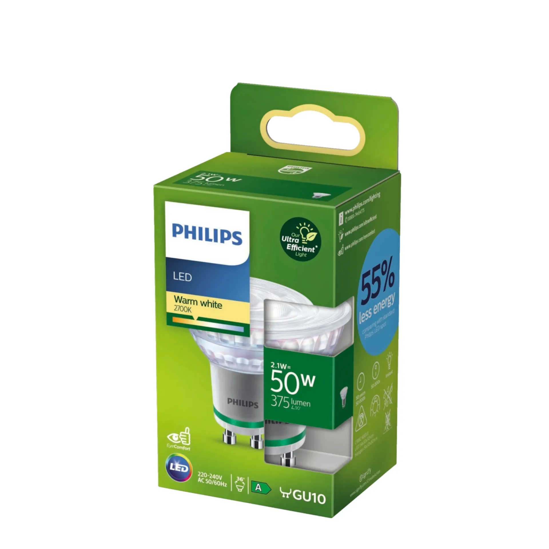 Outlet Philips LED PÆRE SPOT GU10-LED 2W