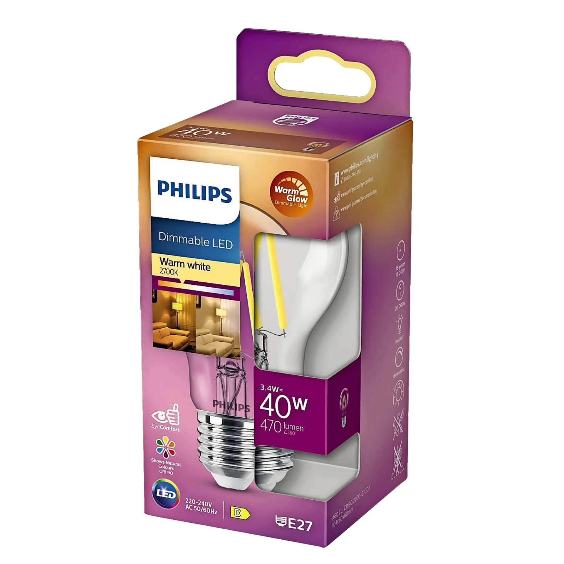 Philips LED PÆRE STANDARD E27 3W