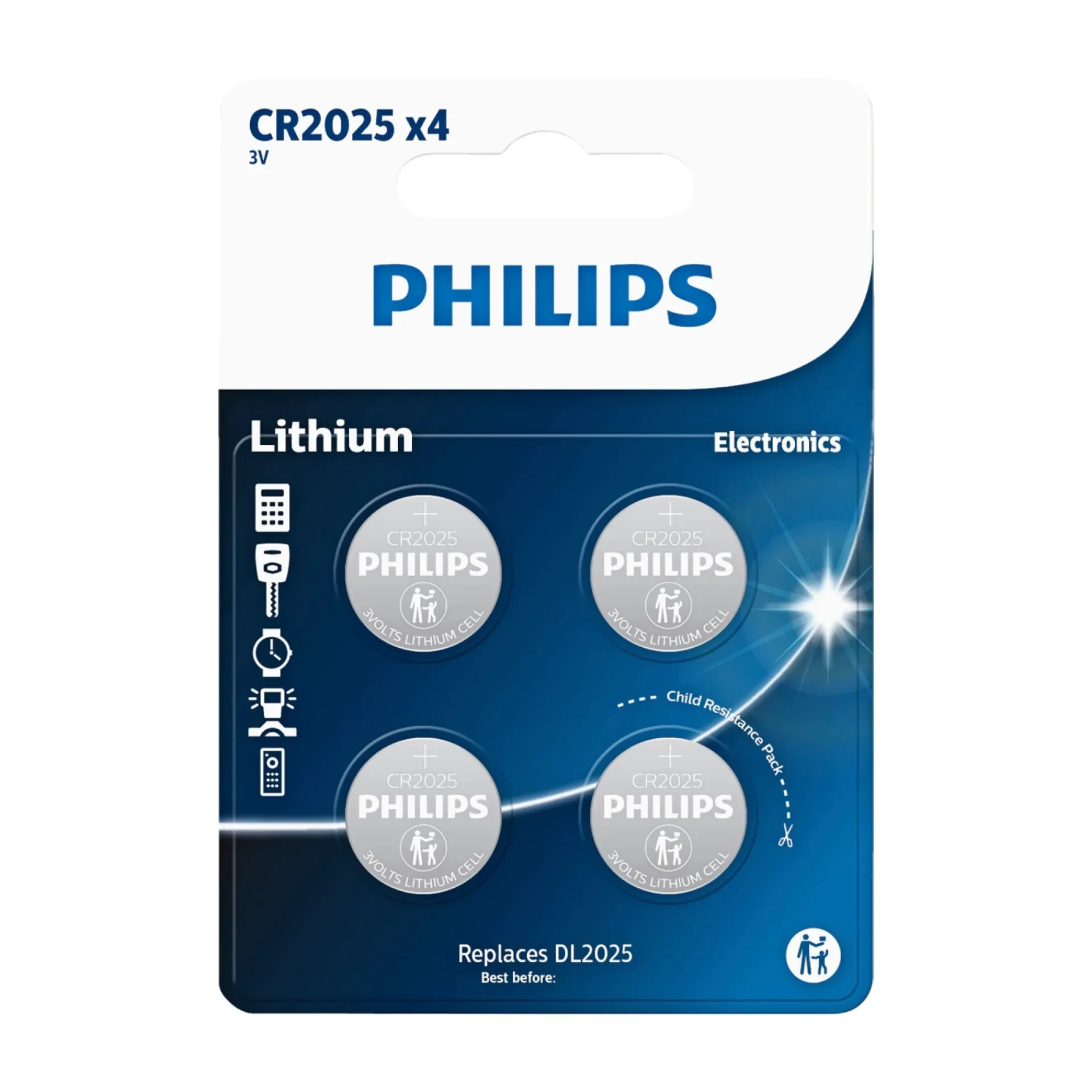 Hot Philips LITIUM CR2025 KNAPCELLE BATTERI 4 STK/PK