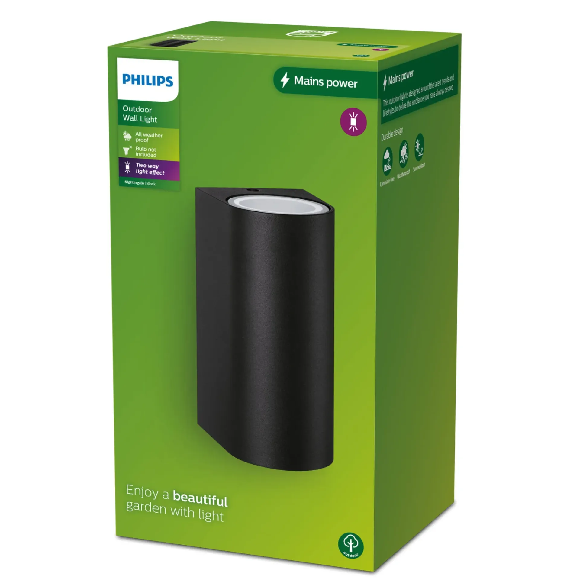 Hot Philips NIGHTINGALE VÆGLAMPE SORT 35W