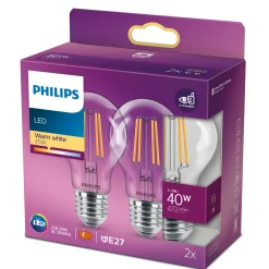 Best Philips 2-PAK LED PÆRE STANDARD E27 4W