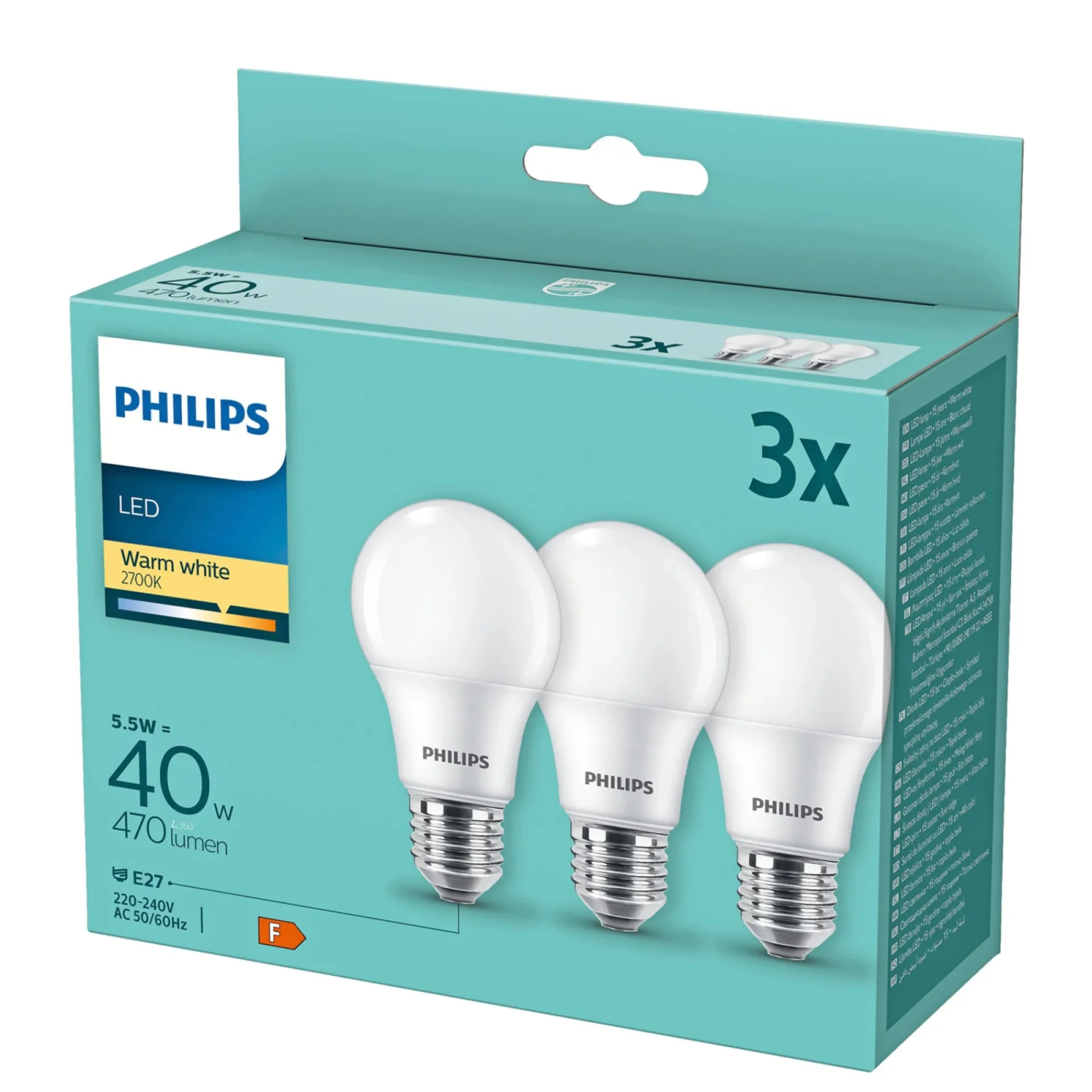 Clearance Philips 3-PAK MAT LED PÆRE STANDARD E27 5W