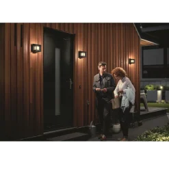Discount Philips PARTERRE UDENDØRS VÆGLAMPE SORT 8W