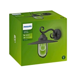 Clearance Philips PASTURE UDENDØRS VÆGLAMPE SORT 60W
