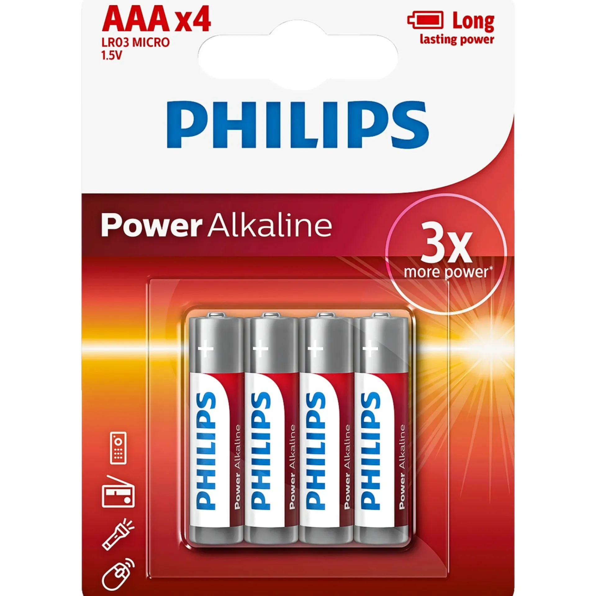 Sale Philips POWER ALKALINE AAA BATTERI 4 STK/PK