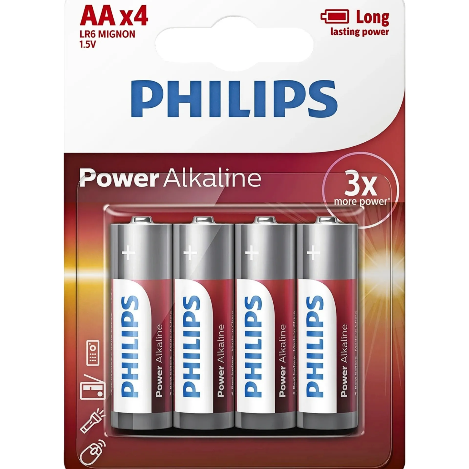 Sale Philips POWER ALKALINE AA BATTERI 4 STK/PK